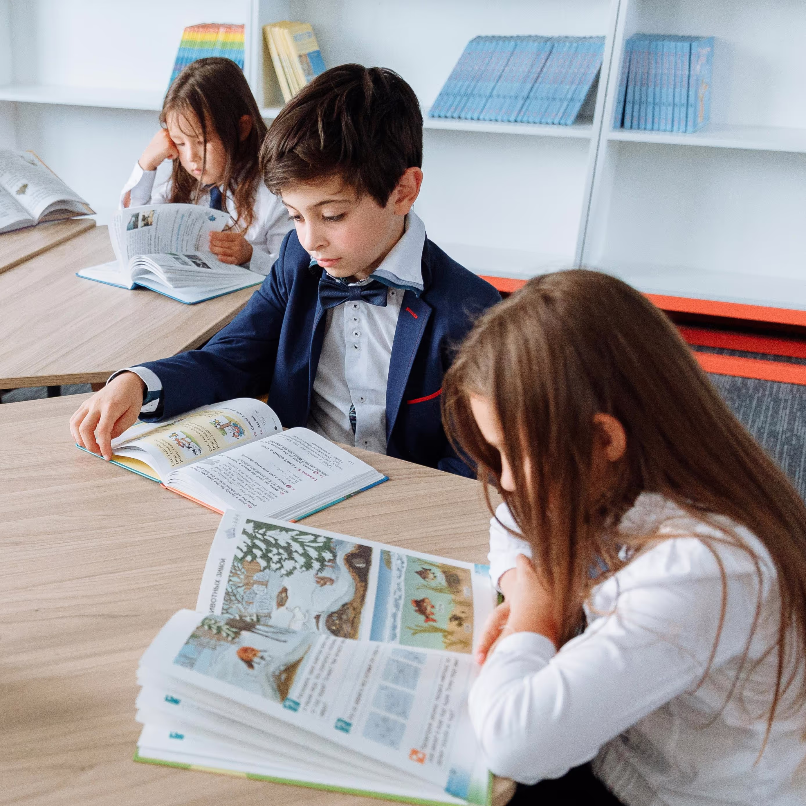 Students reading together